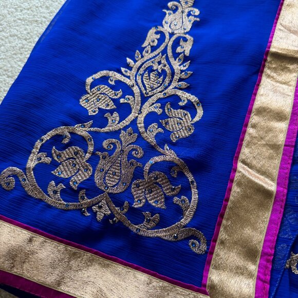 [NEW] Indian Pakistani Sari Saree Blue Purple Magenta Bundle XXS/XS/S - Picture 5 of 14
